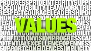 Leadership Authors and Business Speakers Bob Vanourek and Greg Vanourek, feature guest blogger Harvey Kaufman, who uses the image of the word values over a group of words that are considered values to show the importance of values in buisness